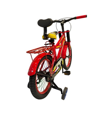 Champion Kids Bicycle 16" with Training Wheels, Front Suspension, Backrest & Rear Carrier – Red