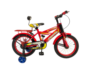 Champion Kids Bicycle 16" with Training Wheels, Front Suspension, Backrest & Rear Carrier – Red