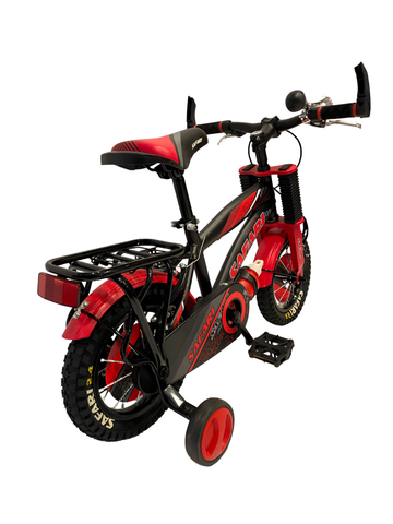 Safari Kids Bicycle – 12 Inch Red & Black with Training Wheels