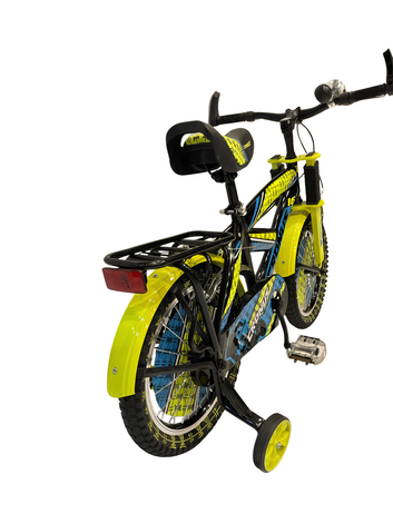Cronus Kids Bicycle – 16 Inch Black & Neon Yellow with Training Wheels