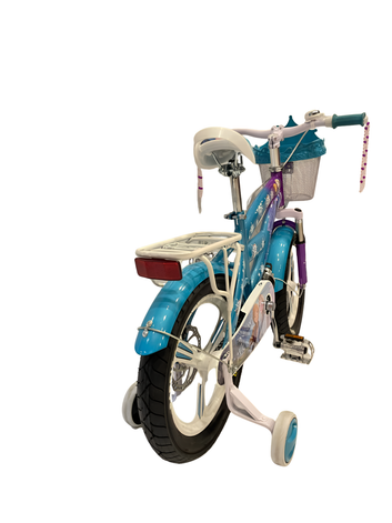 Frozen Kids Bicycle 12" with Training Wheels, Front Suspension, Crown Basket & Rear Carrier – Blue