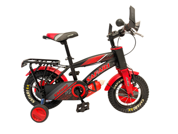 Safari Kids Bicycle – 12 Inch Red & Black with Training Wheels