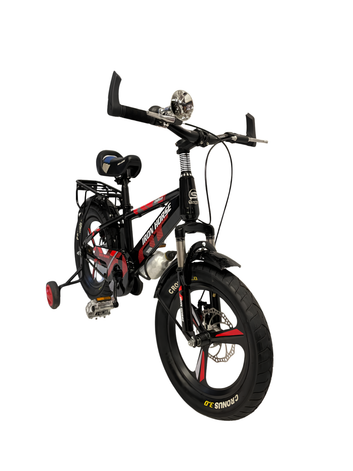 Iron Horse 16" Kids Bicycle with Training Wheels, Front Suspension, Disc Brakes & Rear Carrier – Black/Red & Black/Blue