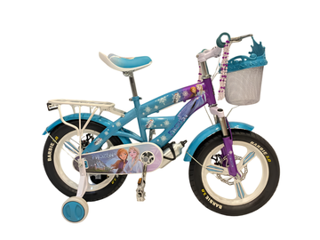 Frozen Kids Bicycle 12" with Training Wheels, Front Suspension, Crown Basket & Rear Carrier – Blue