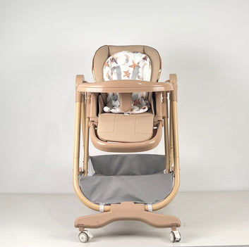 Baby High Chair – Foldable Feeding Chair with Wheels & Storage Basket